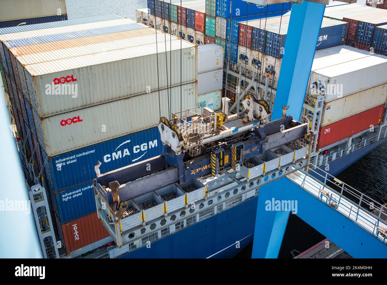 Odessa, Ukraine SIRCA 2018: Container ship in port at container ...