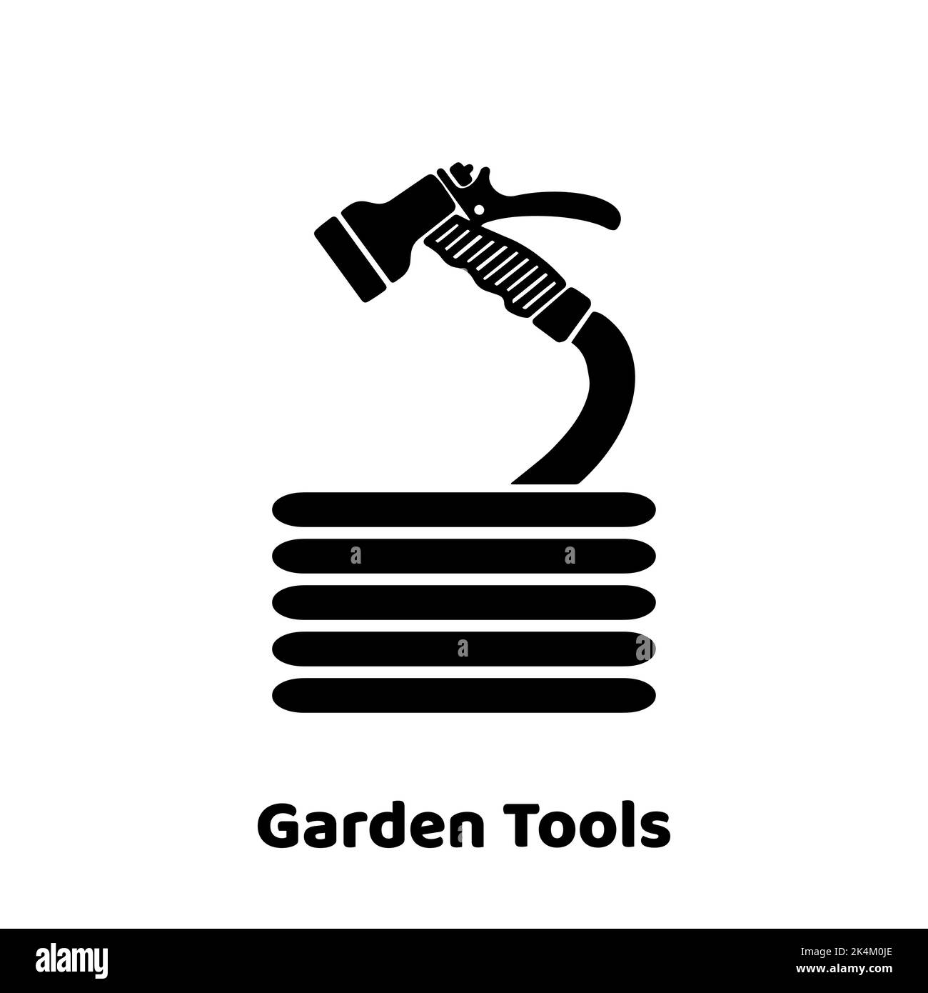 Watering hose icon. Advertisement for garden tools. Moisture saturation of the earth. Isolated on white background. Vector Stock Vector