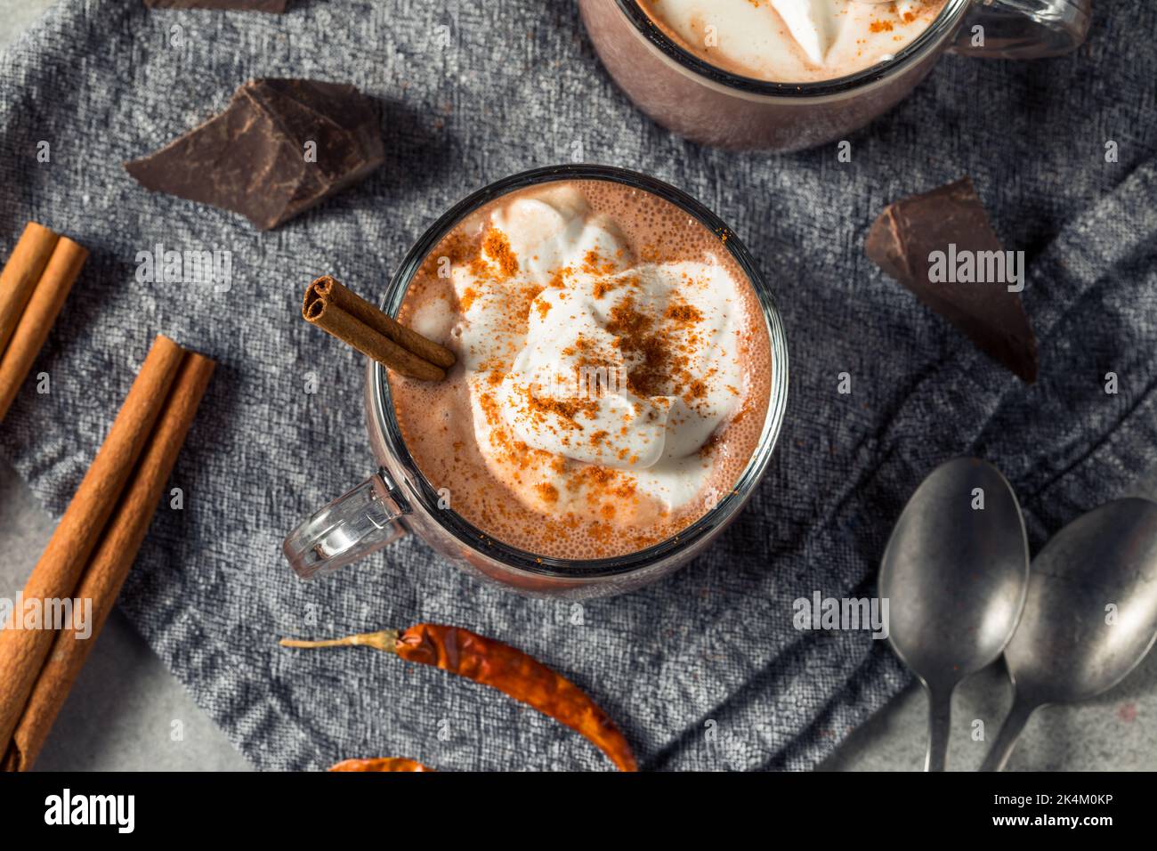 Homemade Spicy Mexican Hot Cocoa Chocolate with Cinnamon and Cayenne