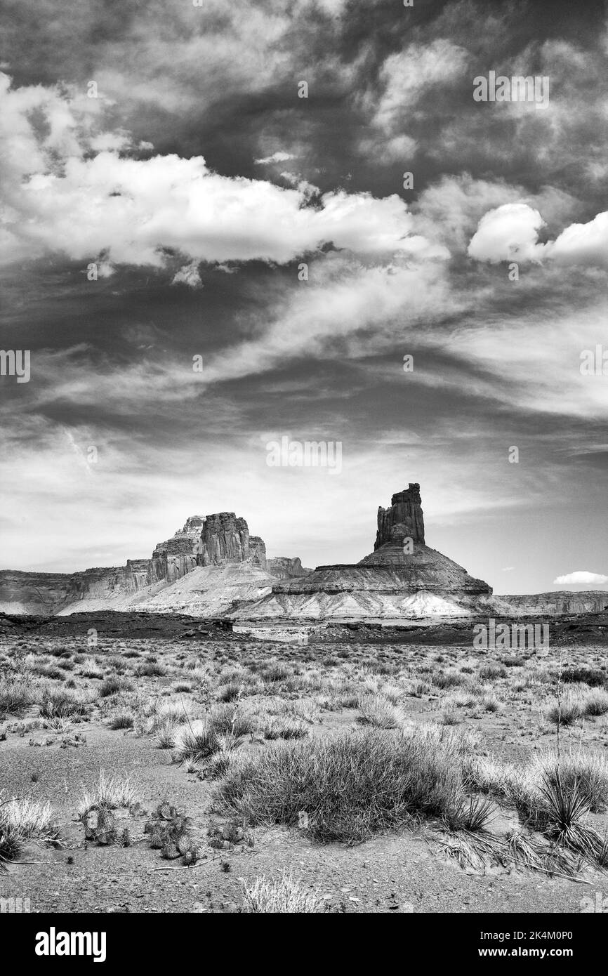The Candlestick Tower, a Wingate sandstone monolith on the White Rim in Canyonlands National Park, Utah. Stock Photo