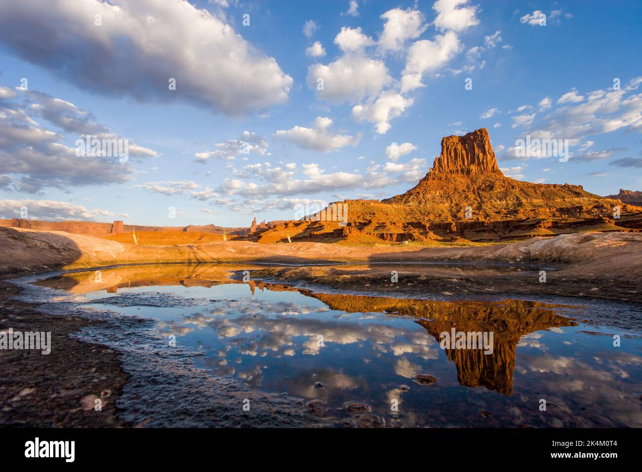 The Airport Tower reflected in a rainwater pothole on the White Rim
