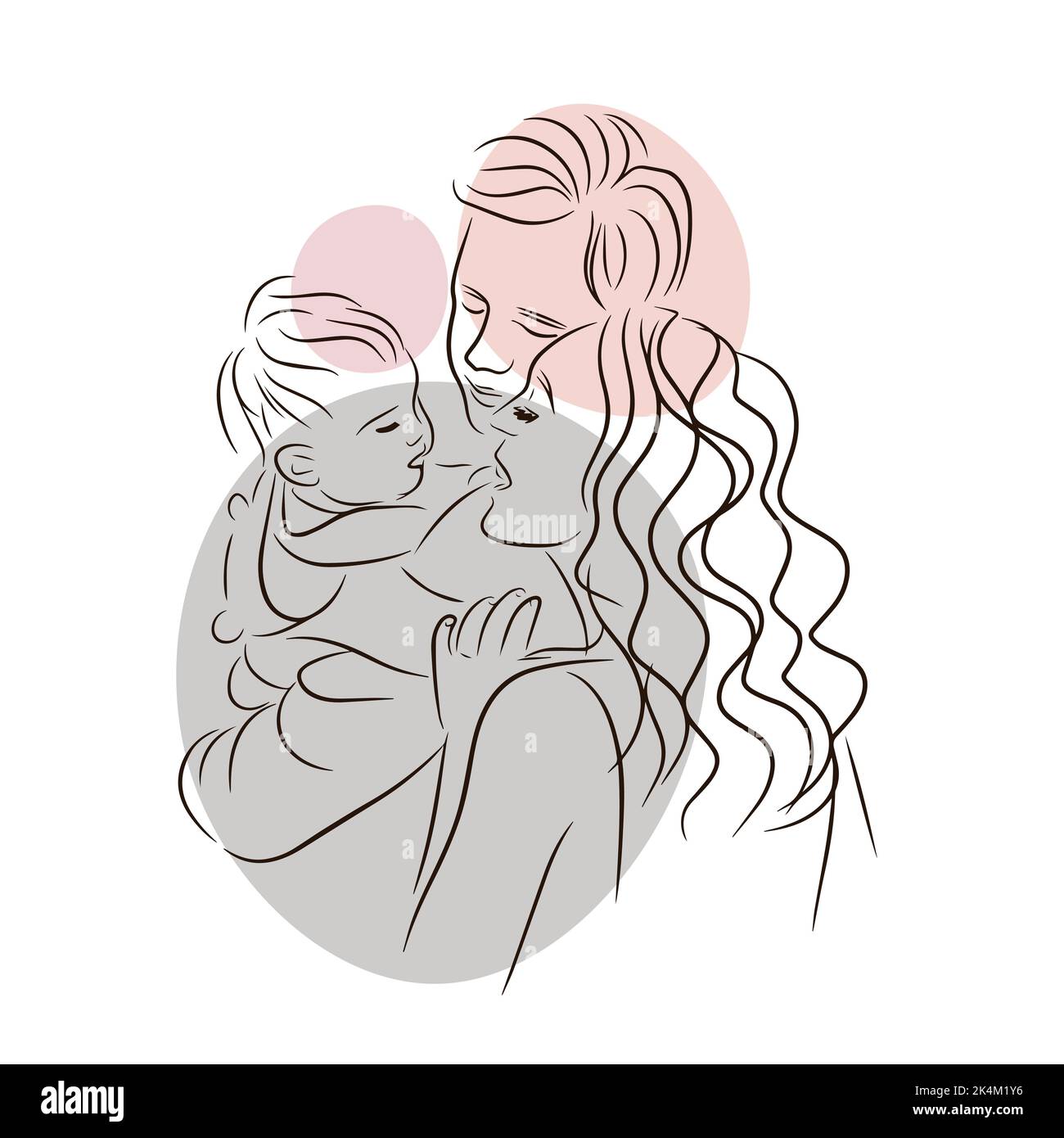 Happy family, mom and dad hugging son, love, warm feelings, line Stock ...