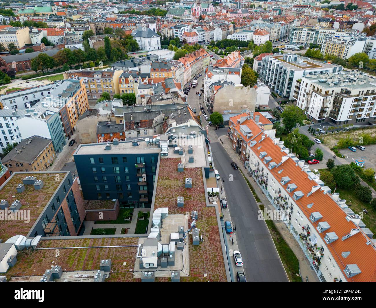 Opole Aerial View City Center. Traditional Architecture from the Air. Upper Silesia. Poland. Europe. Stock Photo
