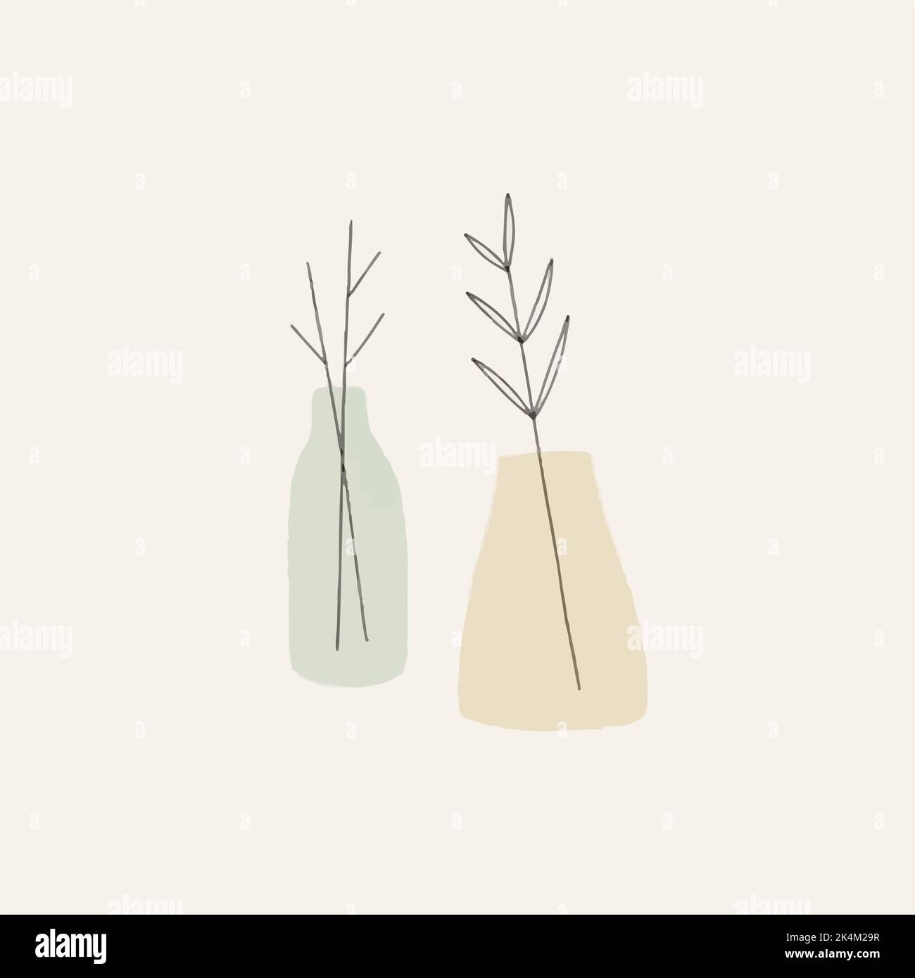 Plants in vases. simple vector illustration. Stock Vector