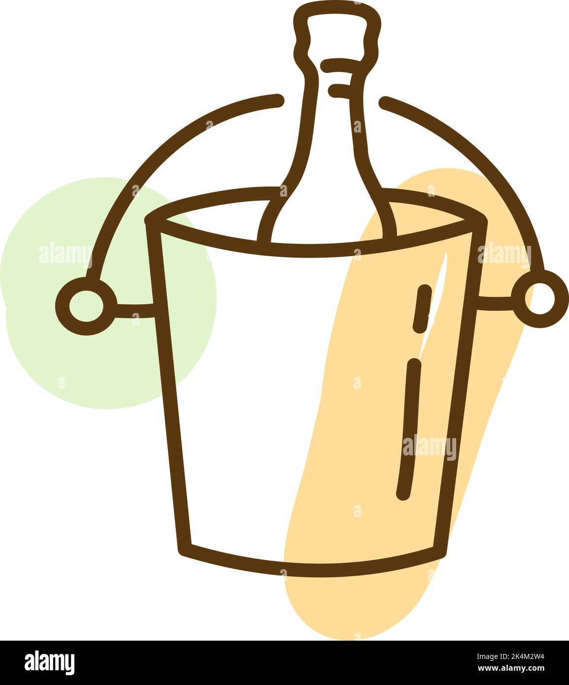 Champagne bottle in ice bucket, illustration, vector on a white