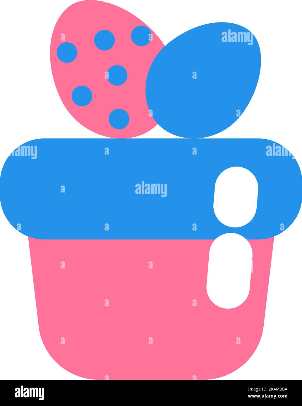 Easter pink and blue cake, illustration, vector on a white background. Stock Vector