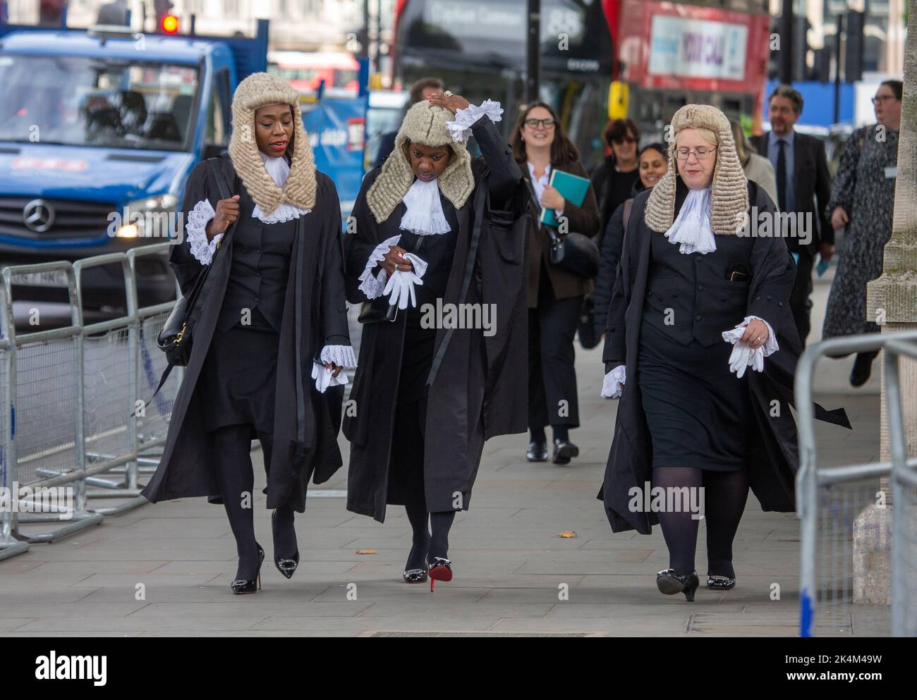 London, England, UK. 3rd Oct, 2022. Judges are seen outside Westminster Abbey before the