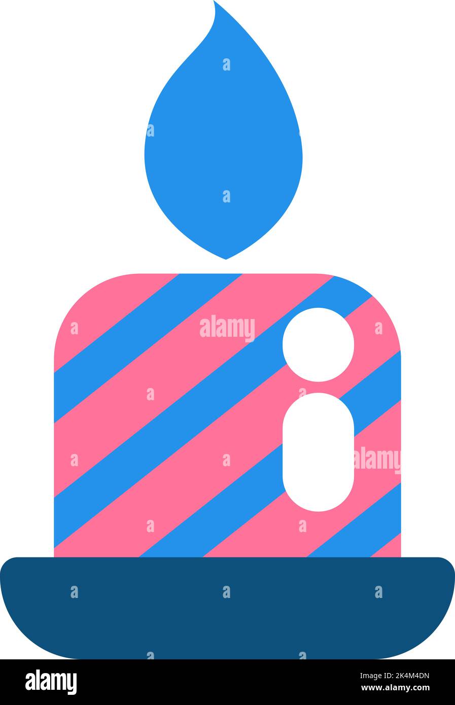 Pink and blue easter candle burning, illustration, vector on a white background. Stock Vector