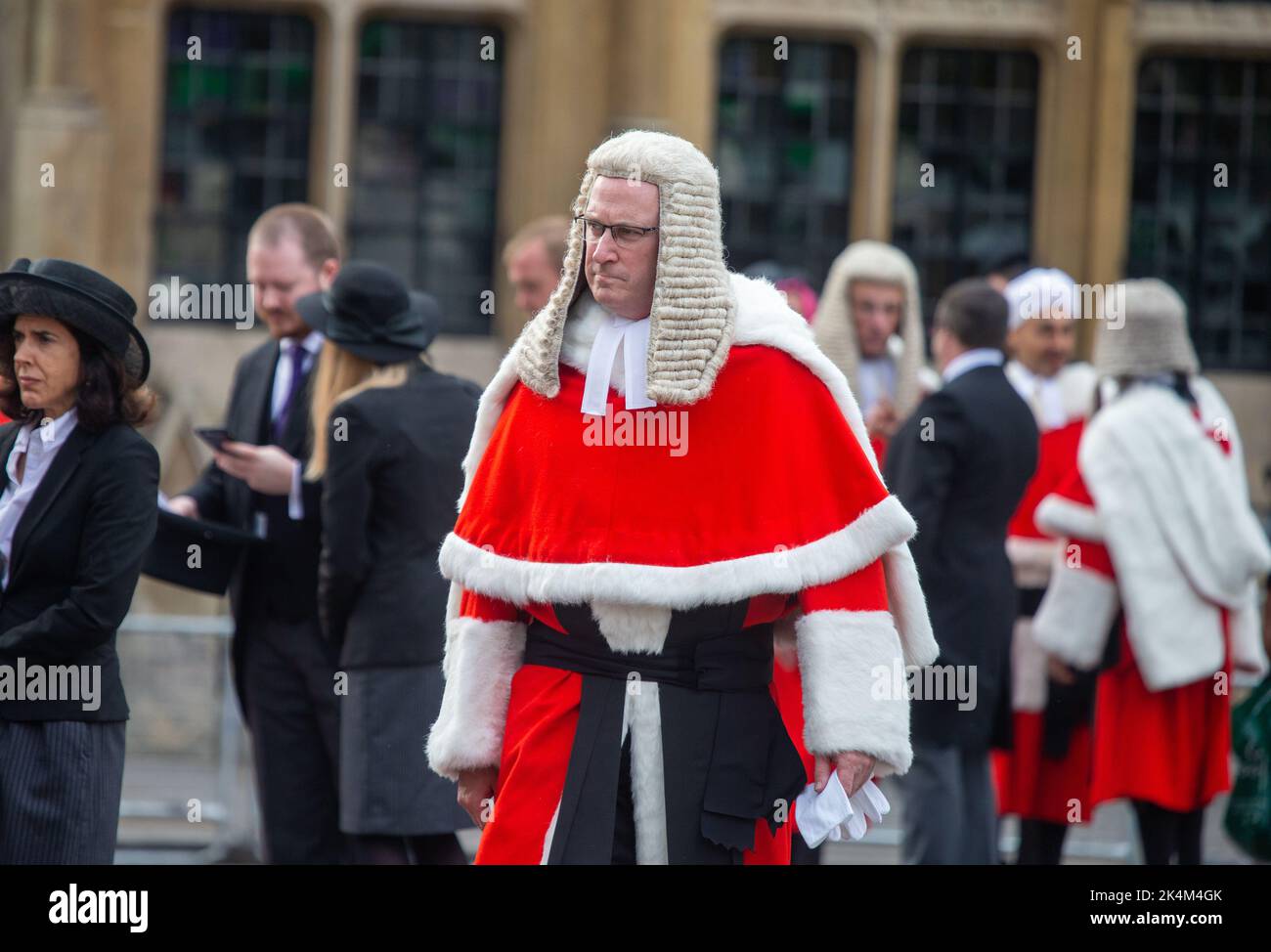 London, England, UK. 3rd Oct, 2022. Judges are seen outside Westminster Abbey before the