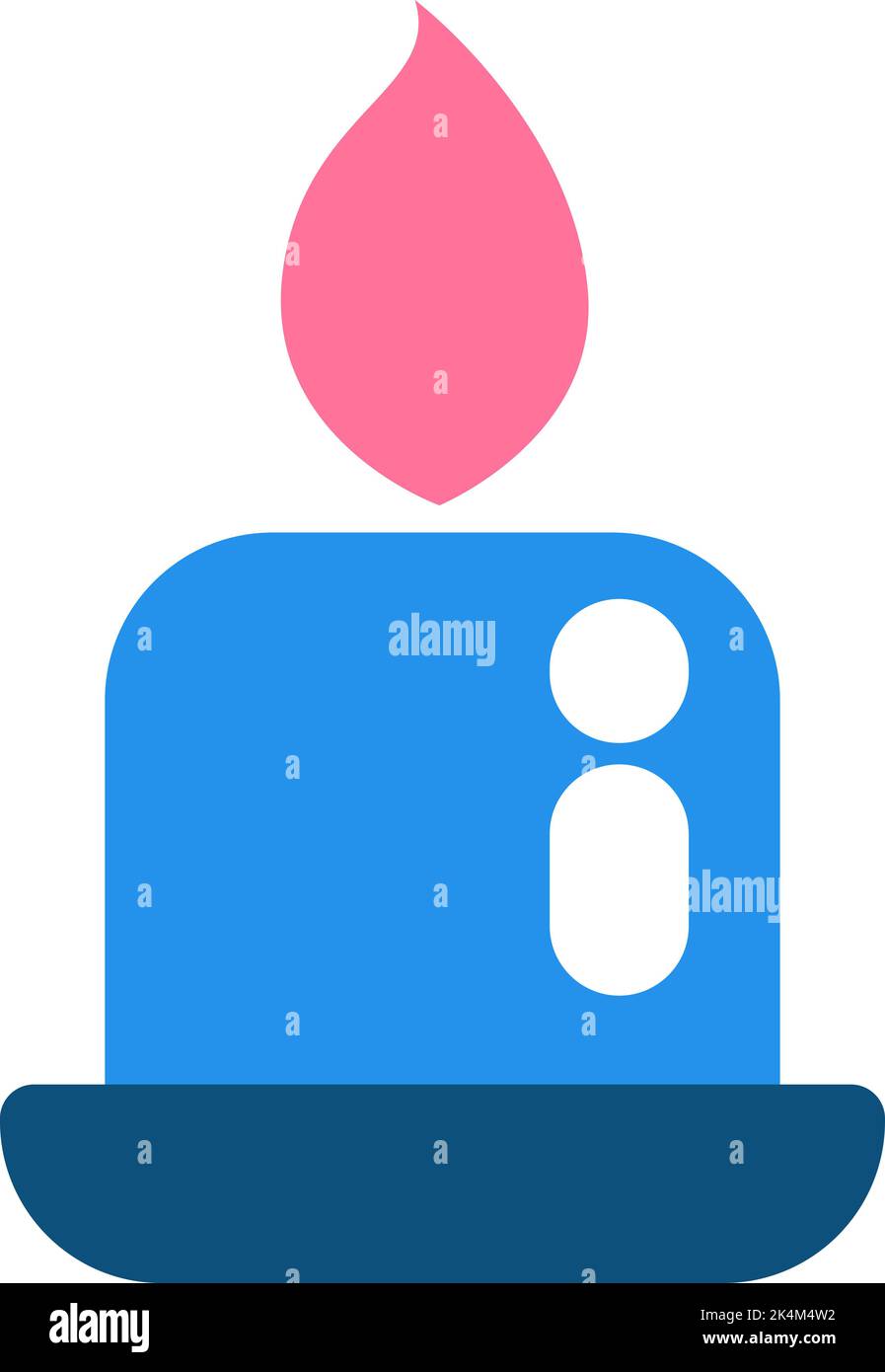 Blue Easter burning candle, illustration, vector on a white background. Stock Vector
