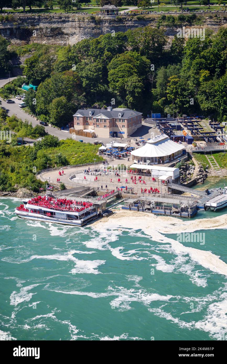 An aerial view of a harbor with boats in the river Stock Photo - Alamy