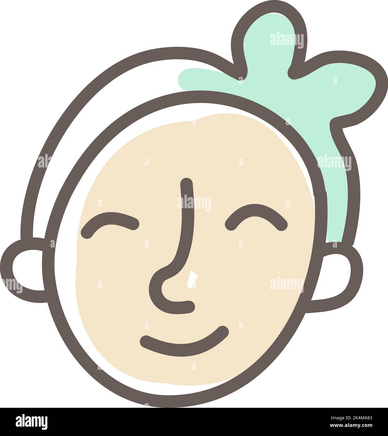 Cute grandma with grey hair, illustration, vector on a white background