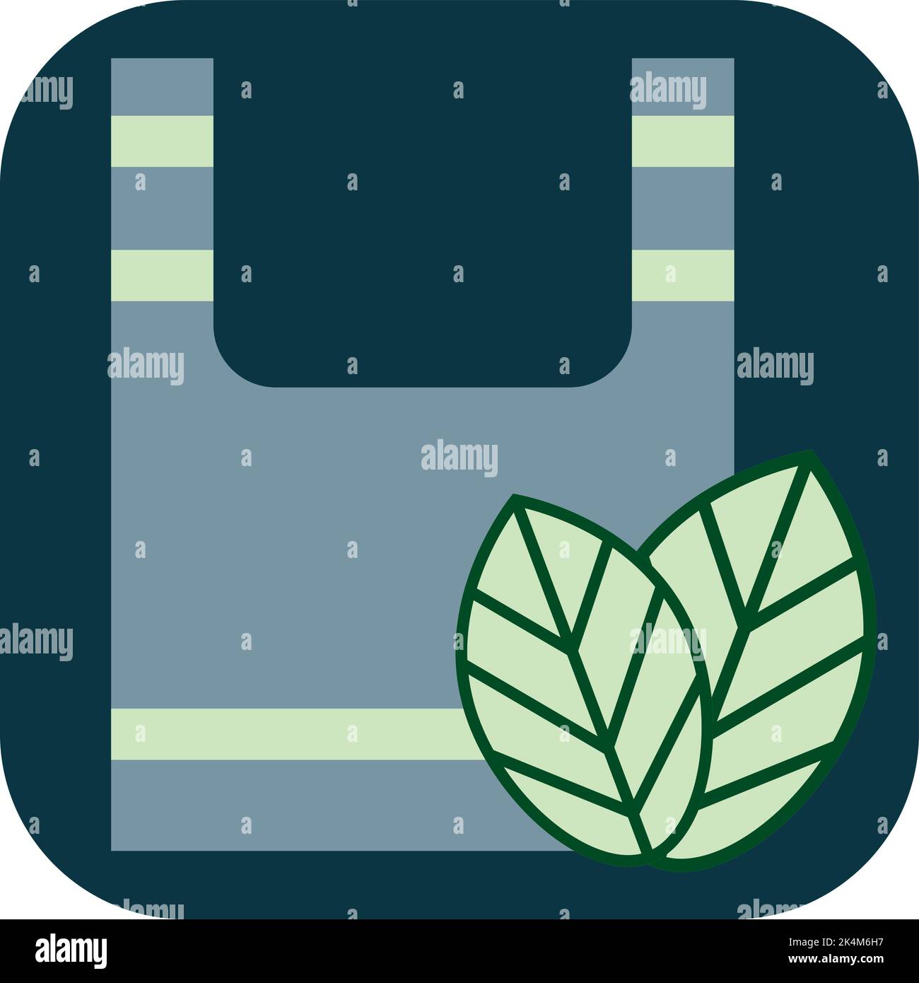 Plastic bag with leaves, illustration, vector on a white background. Stock Vector