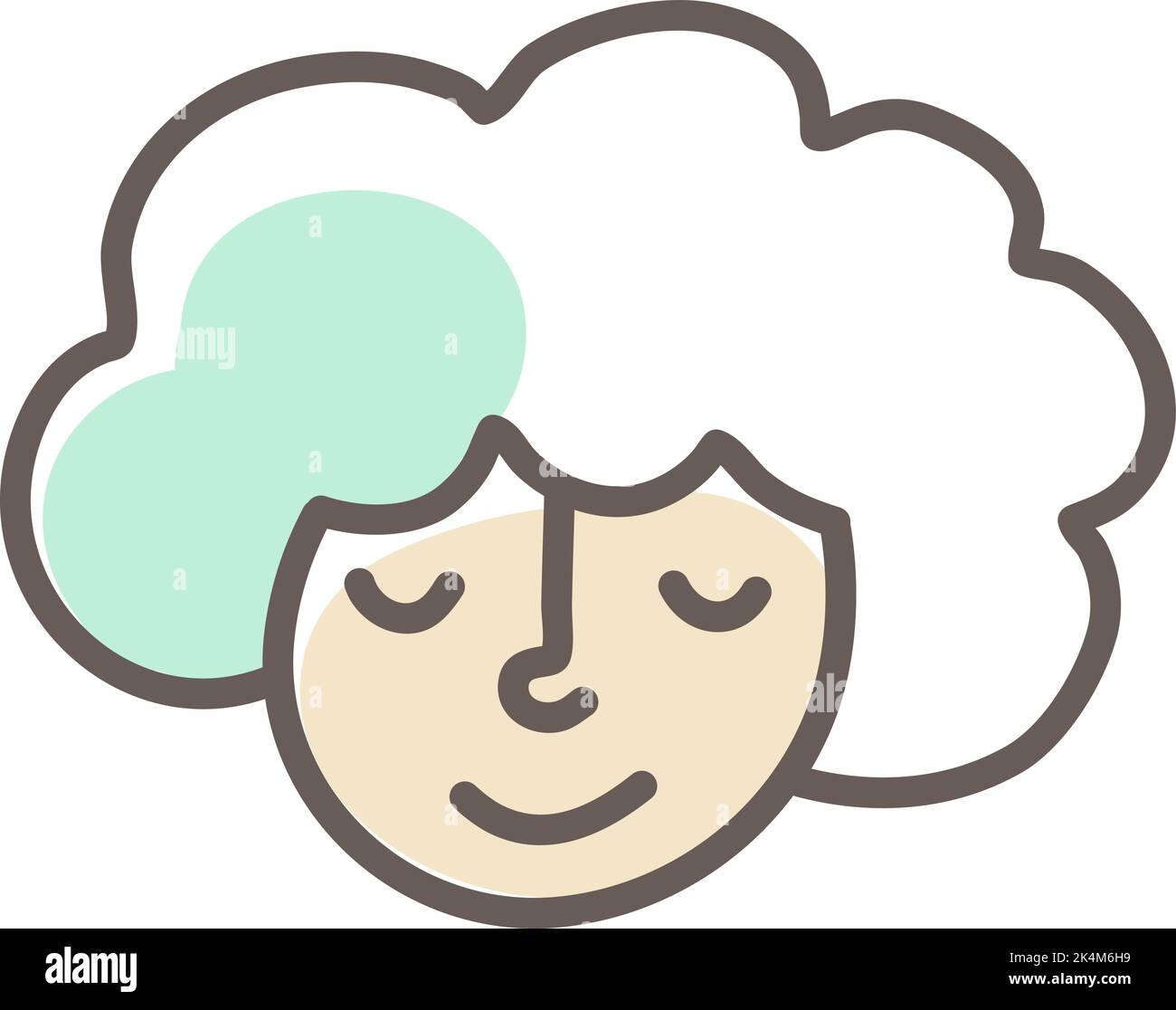 Grandma with grey curly hair, illustration, vector on a white