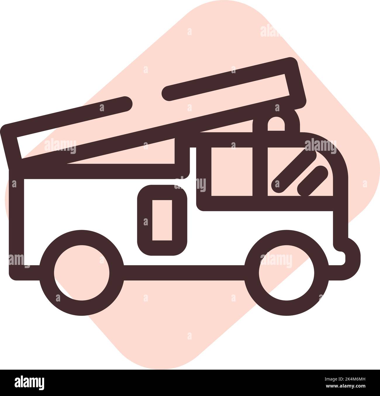 Fire truck, illustration, vector on a white background. Stock Vector