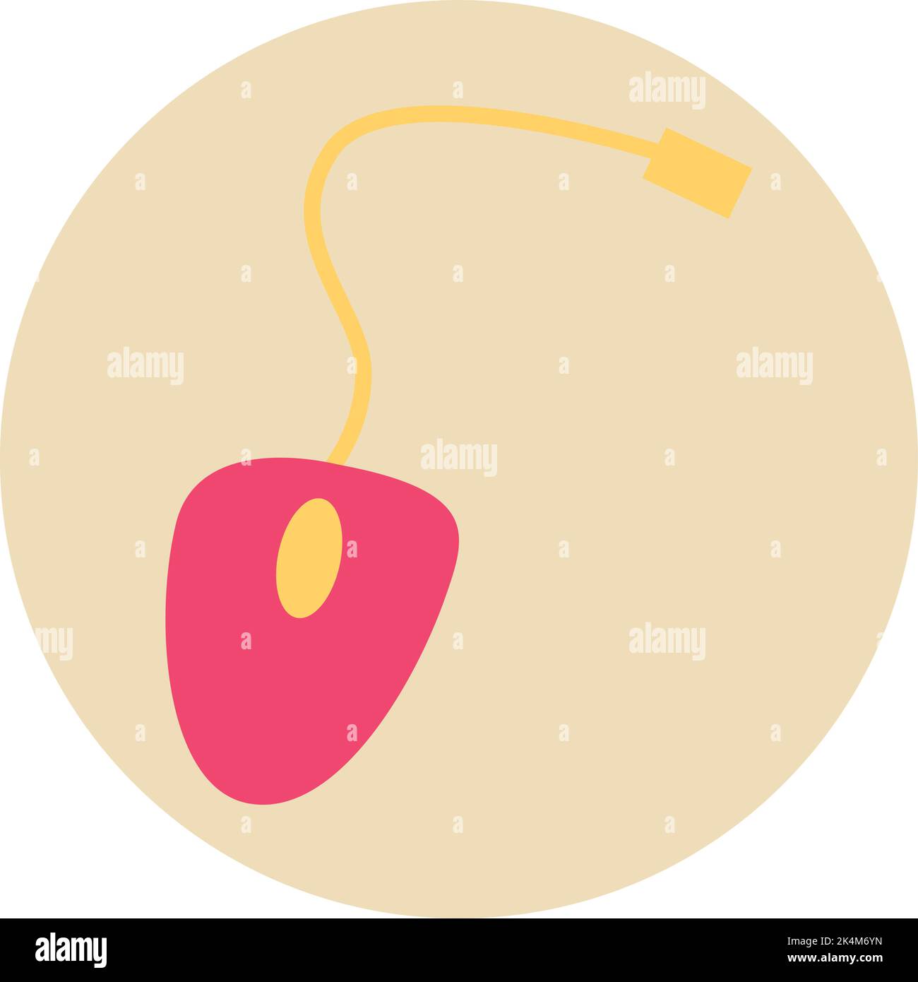 Electronic pink mouse, illustration, vector on a white background. Stock Vector