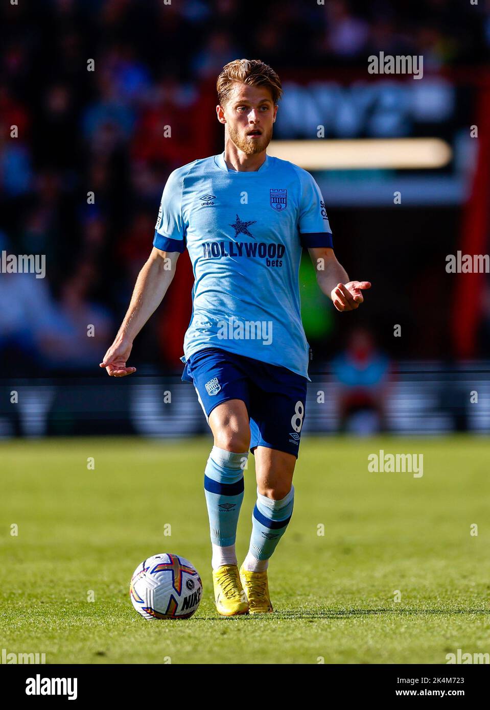 Brentford's Mathias Jensen in action during the Premier League match at the Vitality Stadium, Bournemouth. Picture date: Saturday October 1, 2022. Stock Photo