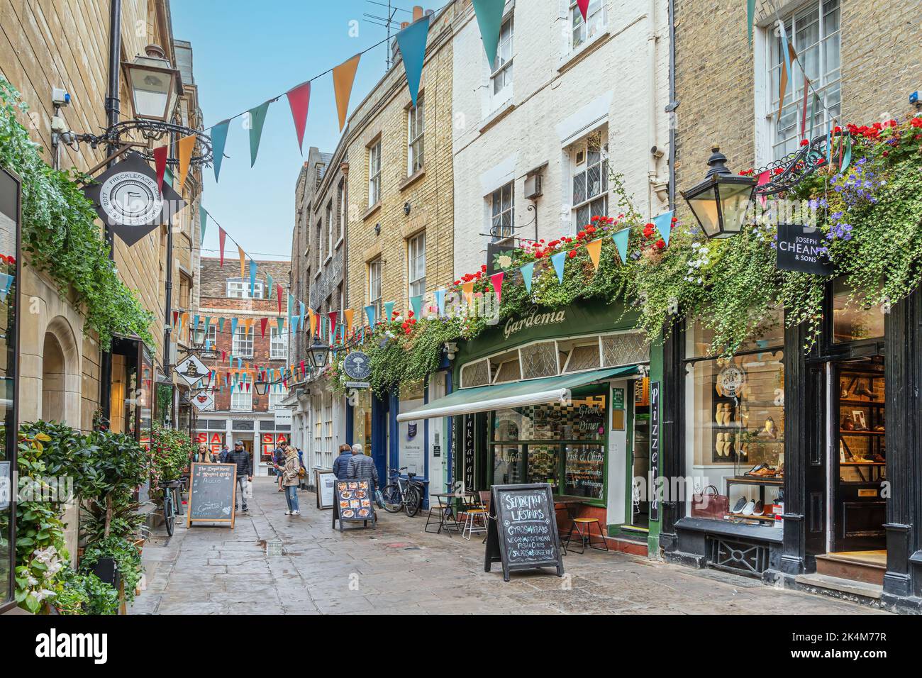 Typical street scene in Cambridge England Stock Photo