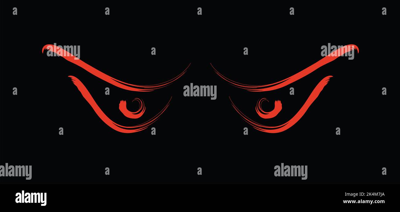 Cartoon evil wild eyes. Red scary cats, owl eyes for Halloween party ...