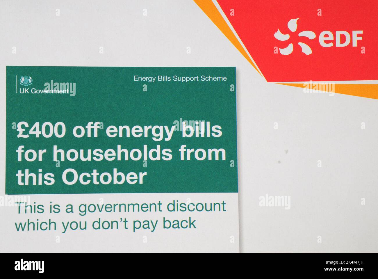 Electricity bill discount letter from EDF Stock Photo Alamy