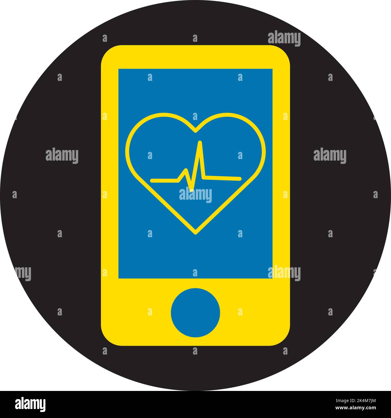 Phone heartbeat, illustration, vector on a white background. Stock Vector