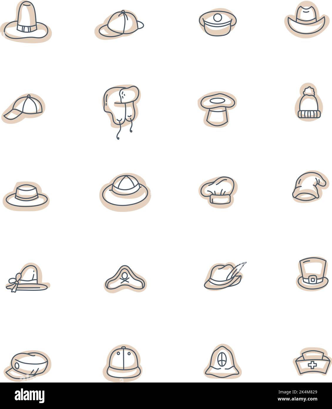 Male and female hats, illustration, vector on a white background. Stock Vector