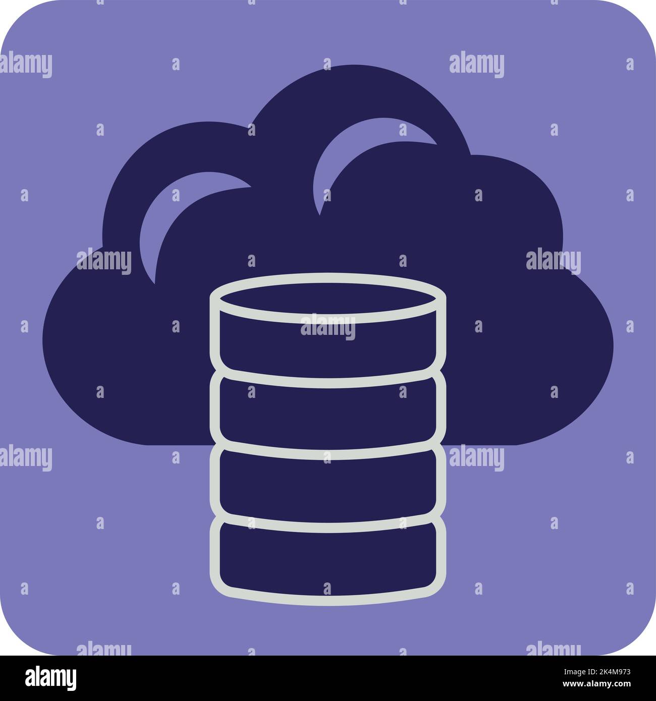 Cloud with data base, illustration, vector on a white background. Stock Vector