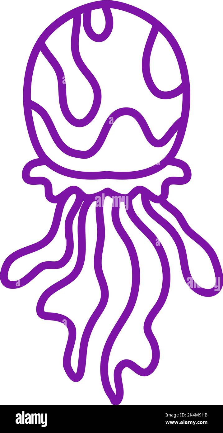 Dark violet jellyfish, illustration, vector on a white background. Stock Vector