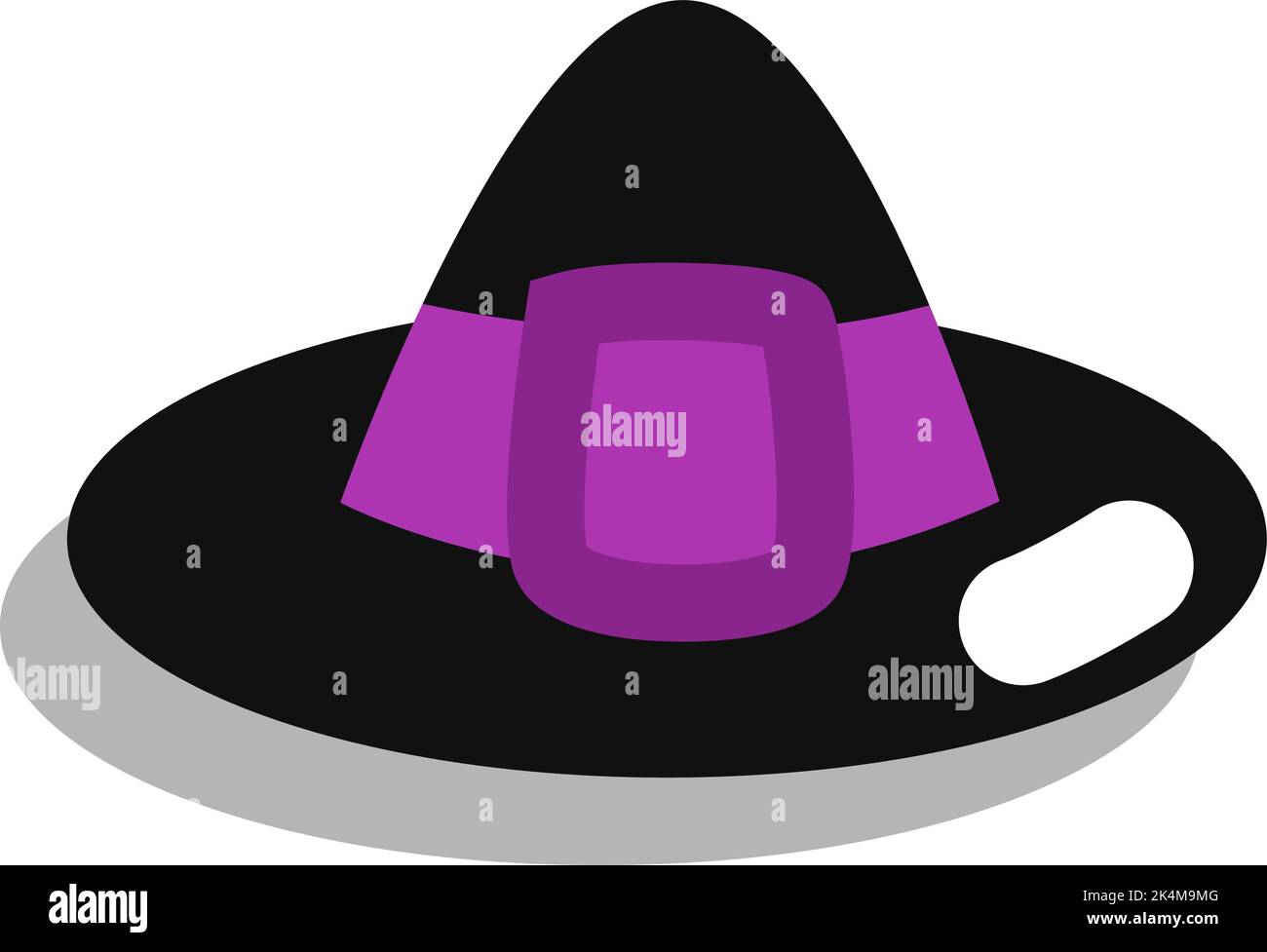 Black halloween witch hat, illustration, vector on a white background