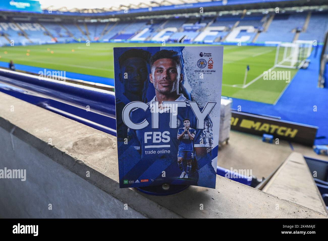 James Justin #2 of Leicester City on the front cover of todays match day program during the Premier League match Leicester City vs Nottingham Forest at King Power Stadium, Leicester, United Kingdom, 3rd October 2022  (Photo by Mark Cosgrove/News Images) Stock Photo