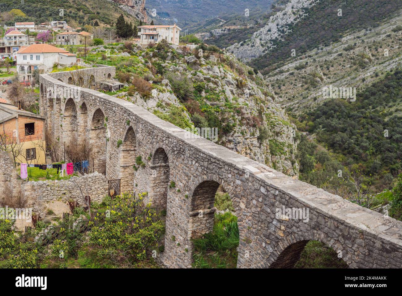 Old city. Sunny view of ruins of citadel in Stari Bar town near Bar