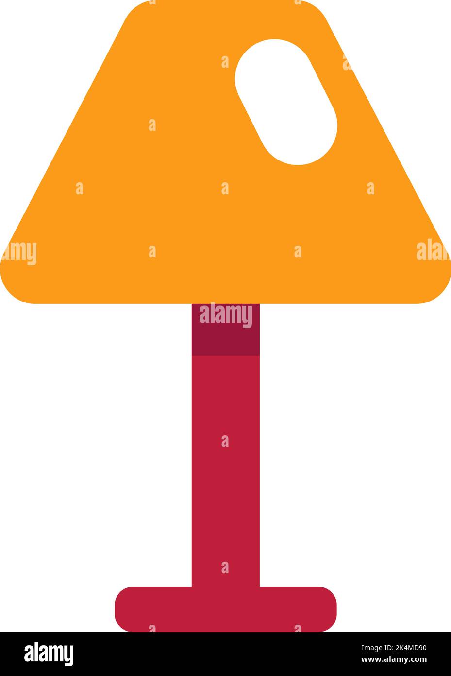 Yellow and red table lamp, illustration, vector on a white background. Stock Vector