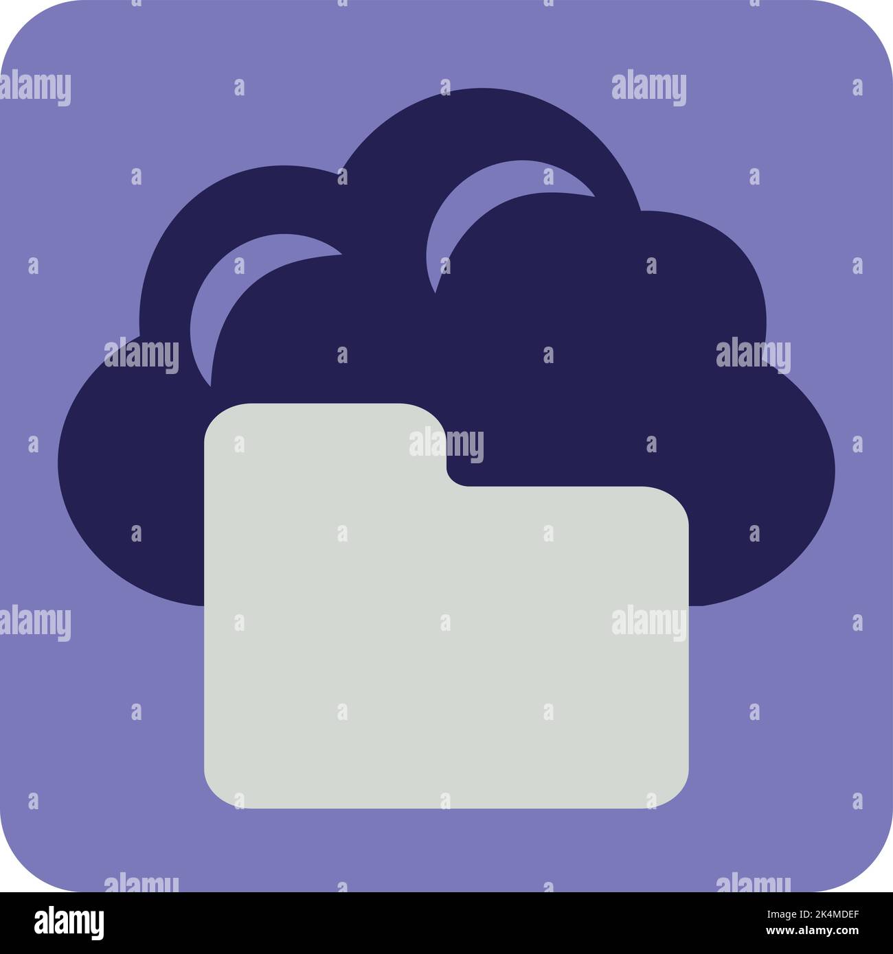Cloud with folder, illustration, vector on a white background. Stock Vector