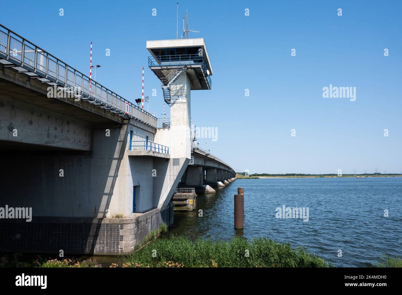 Nagele, Flevoland, The Netherlands - View over the Ketel bridge with the A6 freeway. Stock Photo