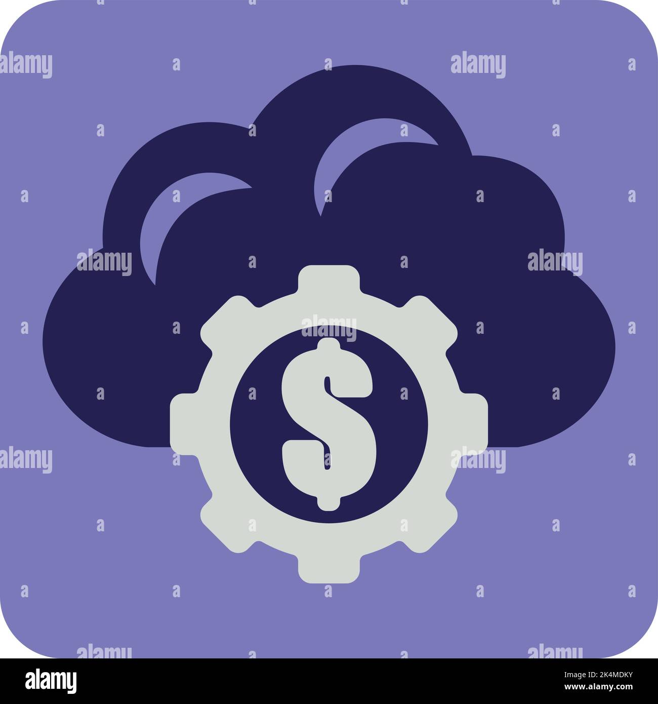 Cloud with coin, illustration, vector on a white background. Stock Vector