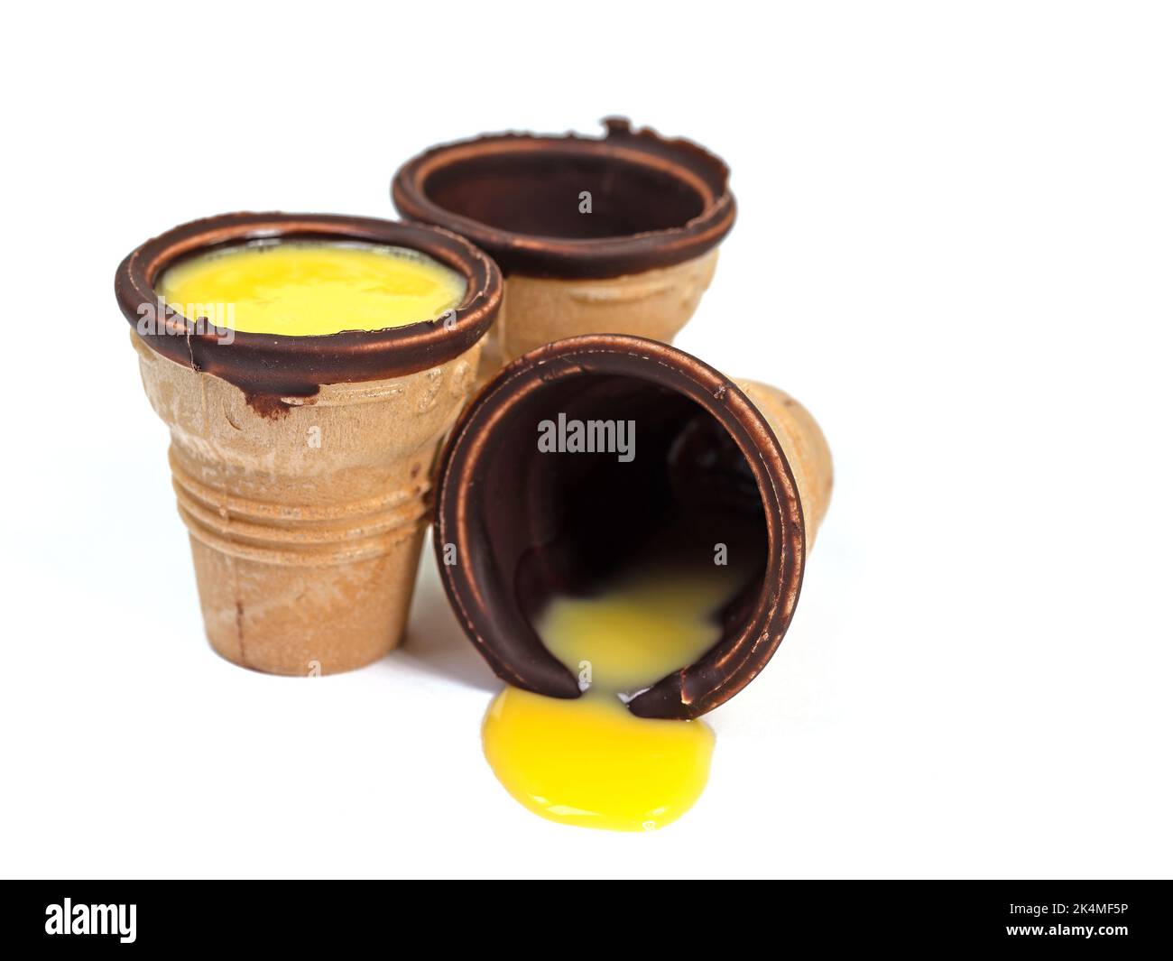 Eggnog in a waffle cup against a white background Stock Photo