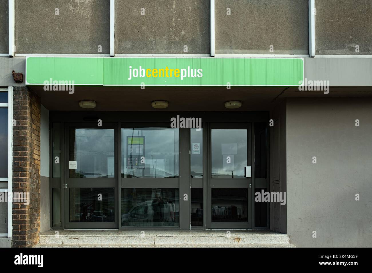 Manchester Eccles UK Oct 2022 front entrance to Job centre plus ...