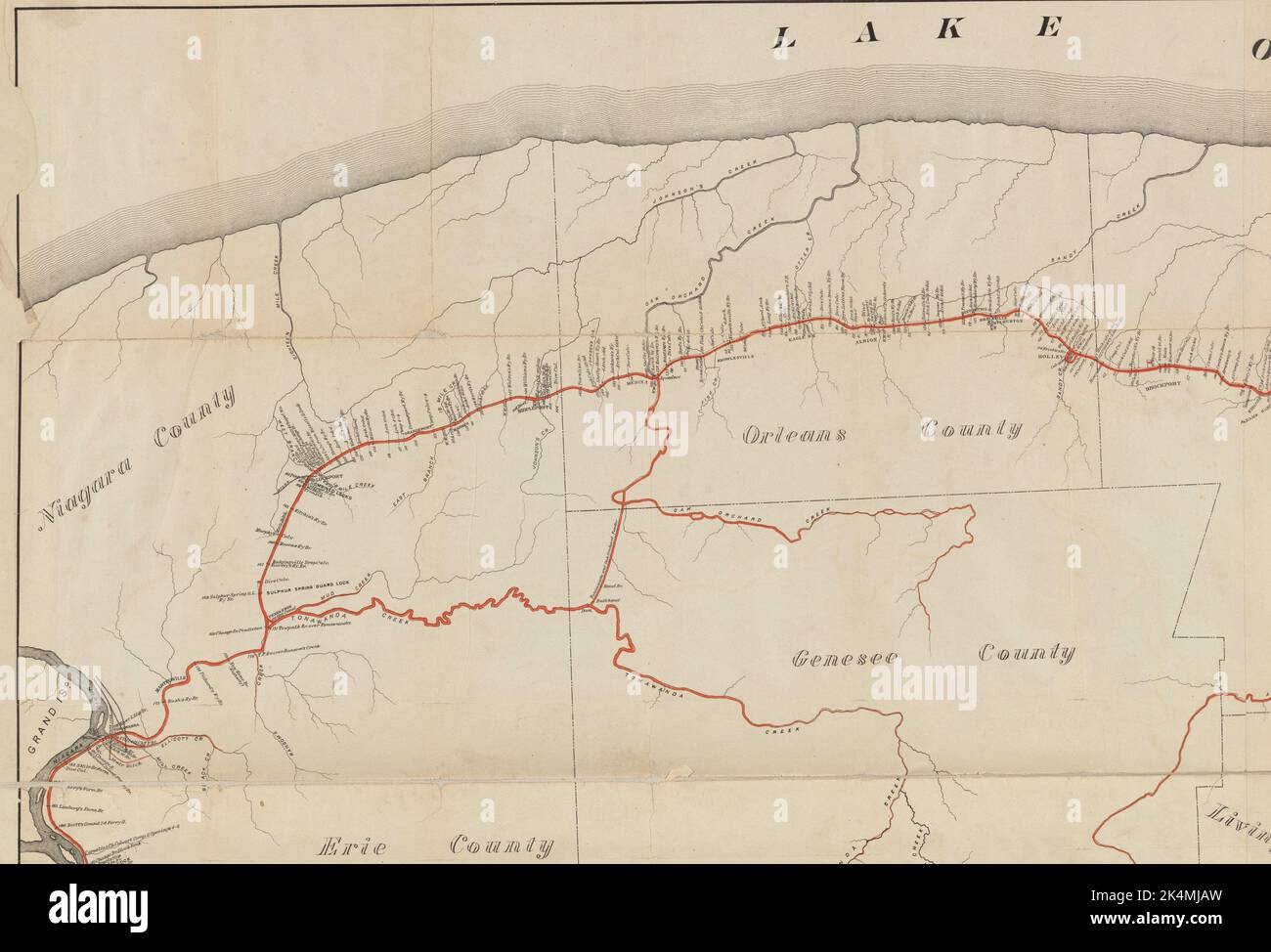 Map of erie canal hi res stock - Western Division Of The Erie Canal Map Showing Its Reservoirs Feeders Mechanical Structures Additional Title Erie Canal Map Showing Its 2K4MJAW