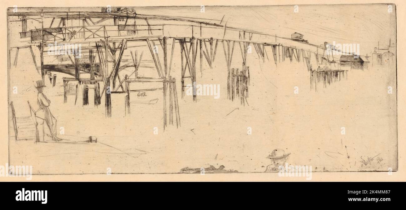 Westminister Bridge in progress. Avery, Samuel Putnam, 1822-1904 (Collector) Whistler, James McNeill (1834-1903) (Artist). Samuel Putnam Avery Stock Photo