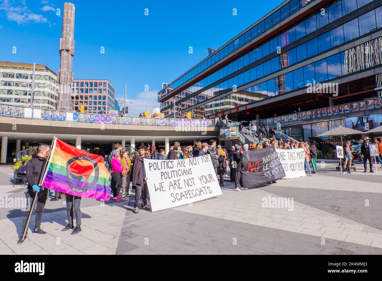 Demonstration, Sergels torg, Norrmalm, Stockholm, Sweden Stock Photo
