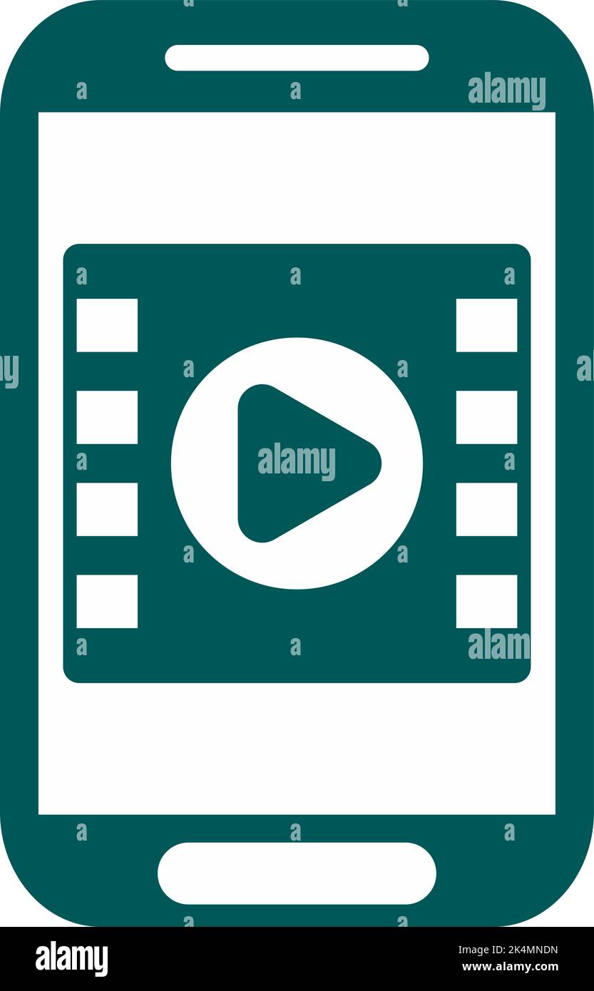 Smartphone video player app, illustration, vector on a white background. Stock Vector