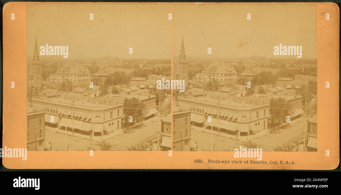 Bird's-eye view of Denver, Col., U.S.A. Kilburn, B. W. (Benjamin West) (1827-1909) (Photographer). Robert N. Dennis collection of stereoscopic views Stock Photo