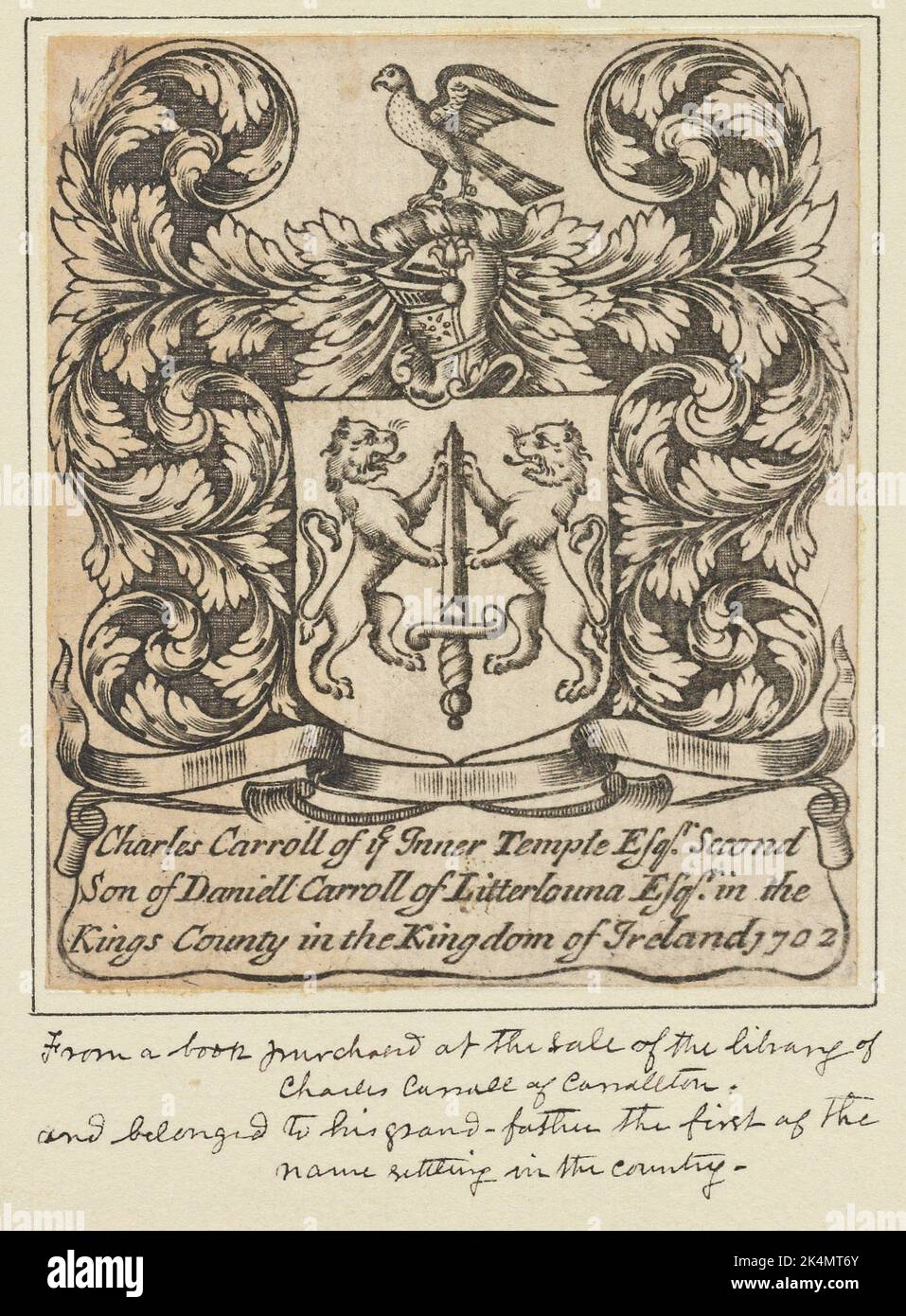 Bookplate. Emmet, Thomas Addis, 18281919 (Collector). Thomas Addis