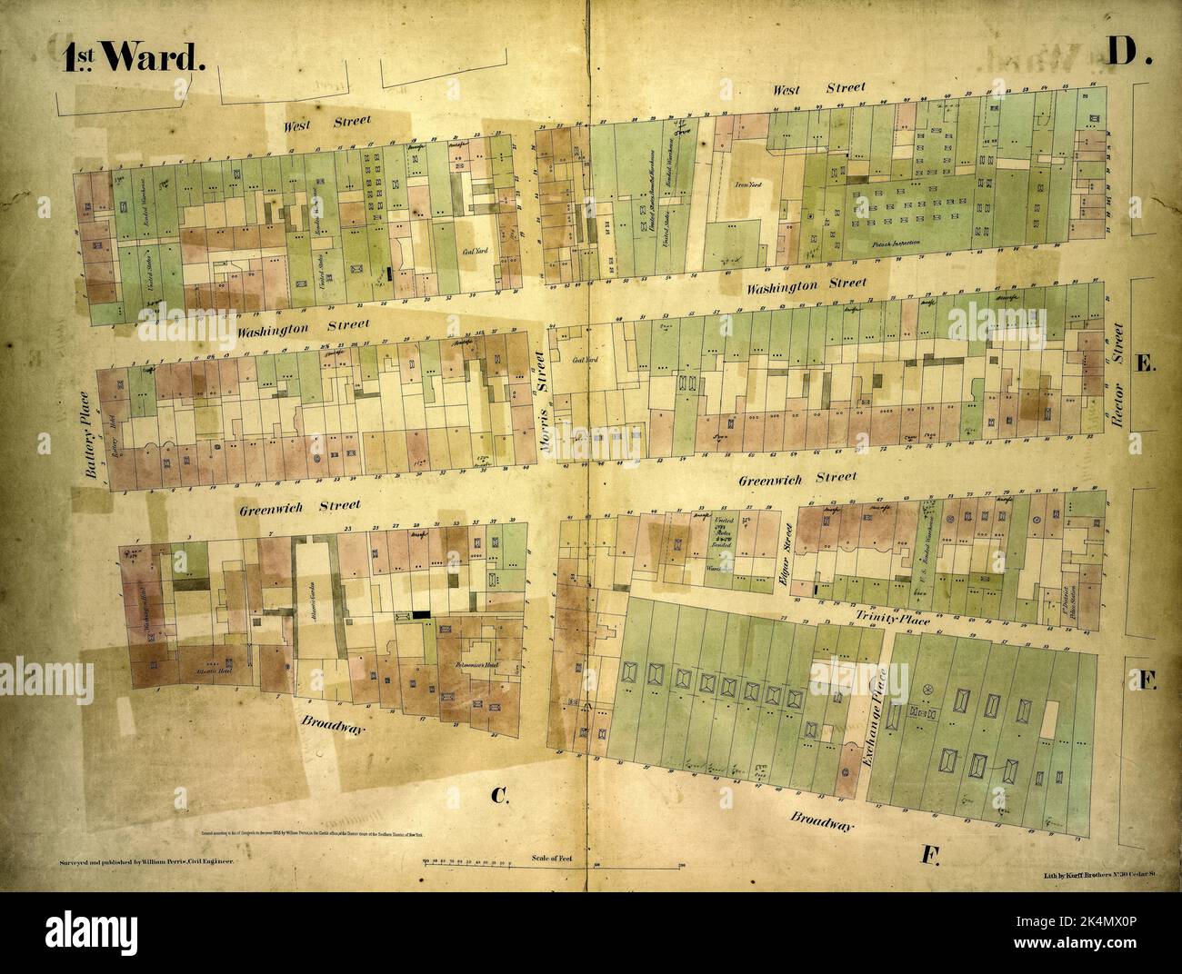 1st Ward. Plate D [Map bounded by West Street, Rector Street, Broadway