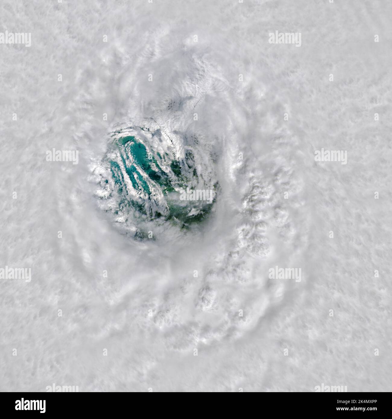 Caya Costa, United States of America. 28 September, 2022. Landsat 8 satellite view looking down at the eye of Hurricane Ian as it approached the southwest coast of Florida as a Category 4 monster storm September 28, 2022 near Caya Costa, Florida. Ian landed with sustained winds of 150 miles (240 kilometers) per hour, according to the National Hurricane Center.  Credit: Landsat 8/NASA/Alamy Live News Stock Photo