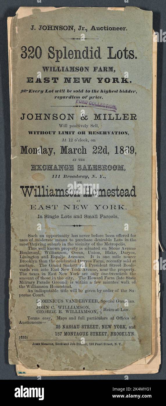 320 Splendid Lots. Williamson Farm, East New York. Maps of New York