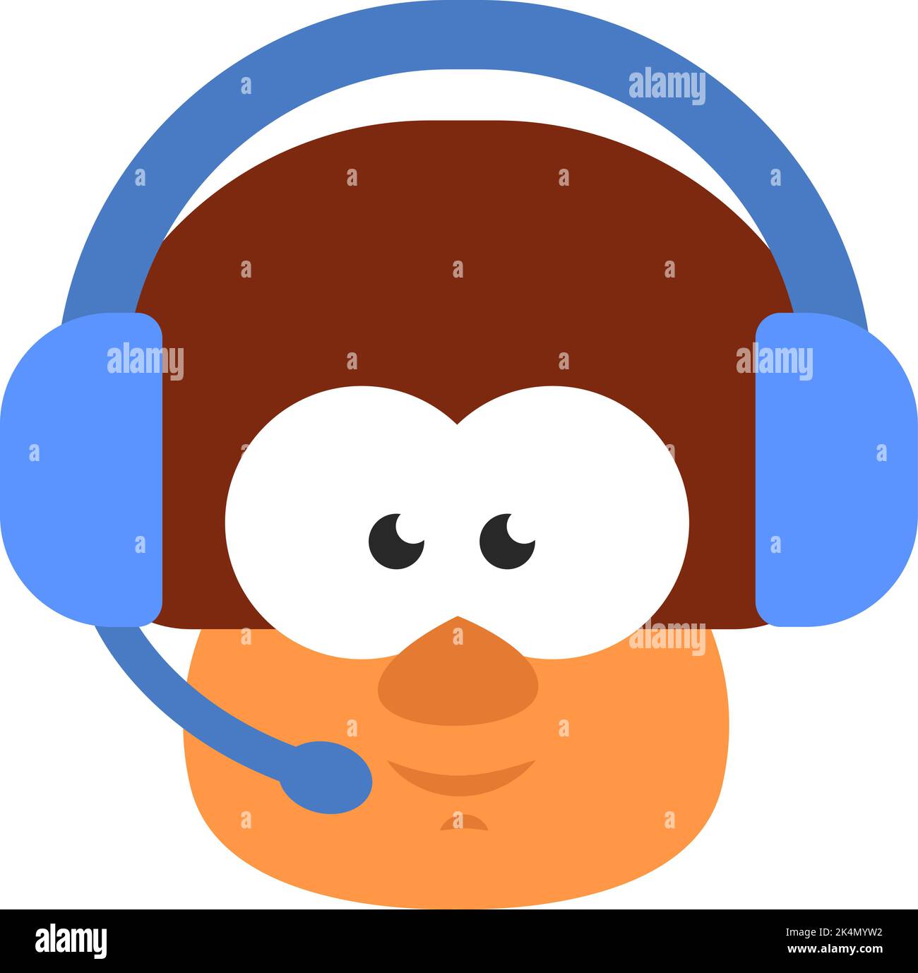 Mushroom phone operator, illustration, vector on a white background. Stock Vector