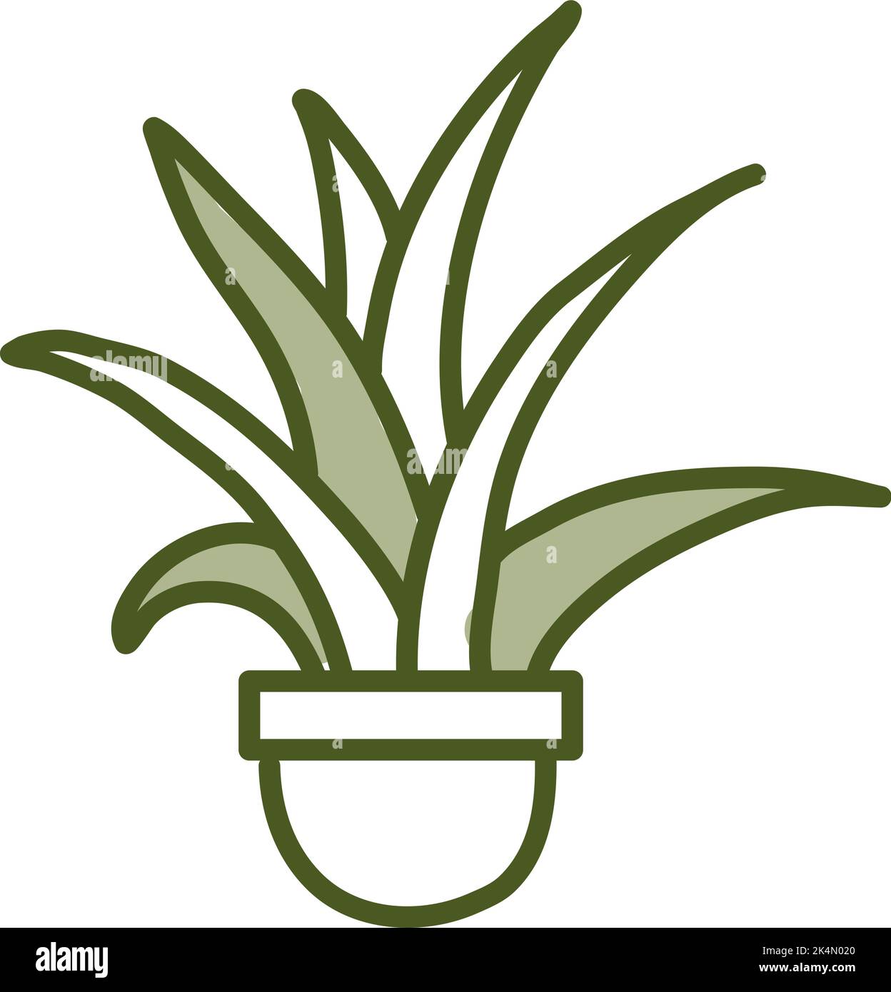 Aloe in pot, illustration, vector on a white background. Stock Vector