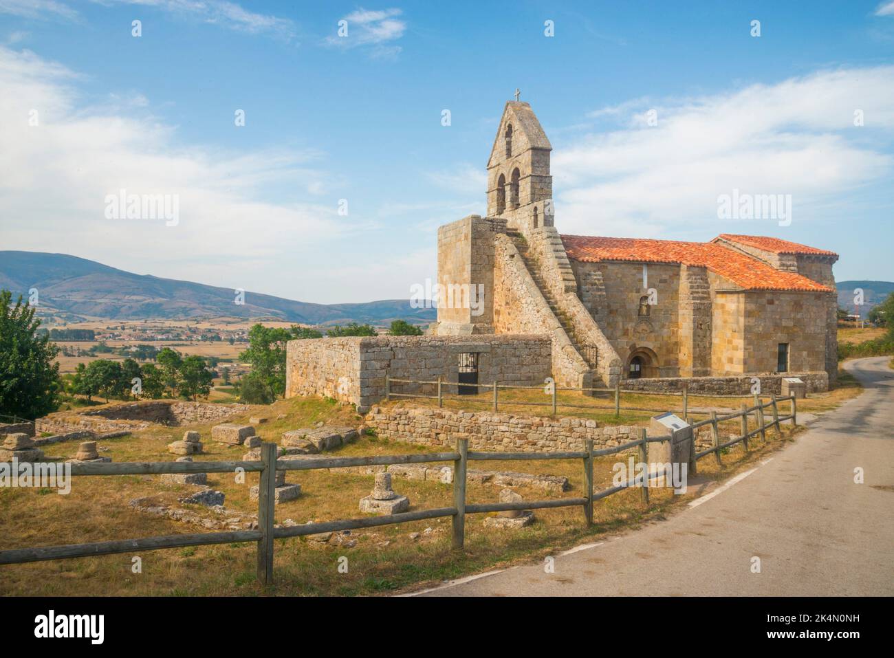 Facade of Santa Maria church. Retortillo, Cantabria, Spain. Stock Photo