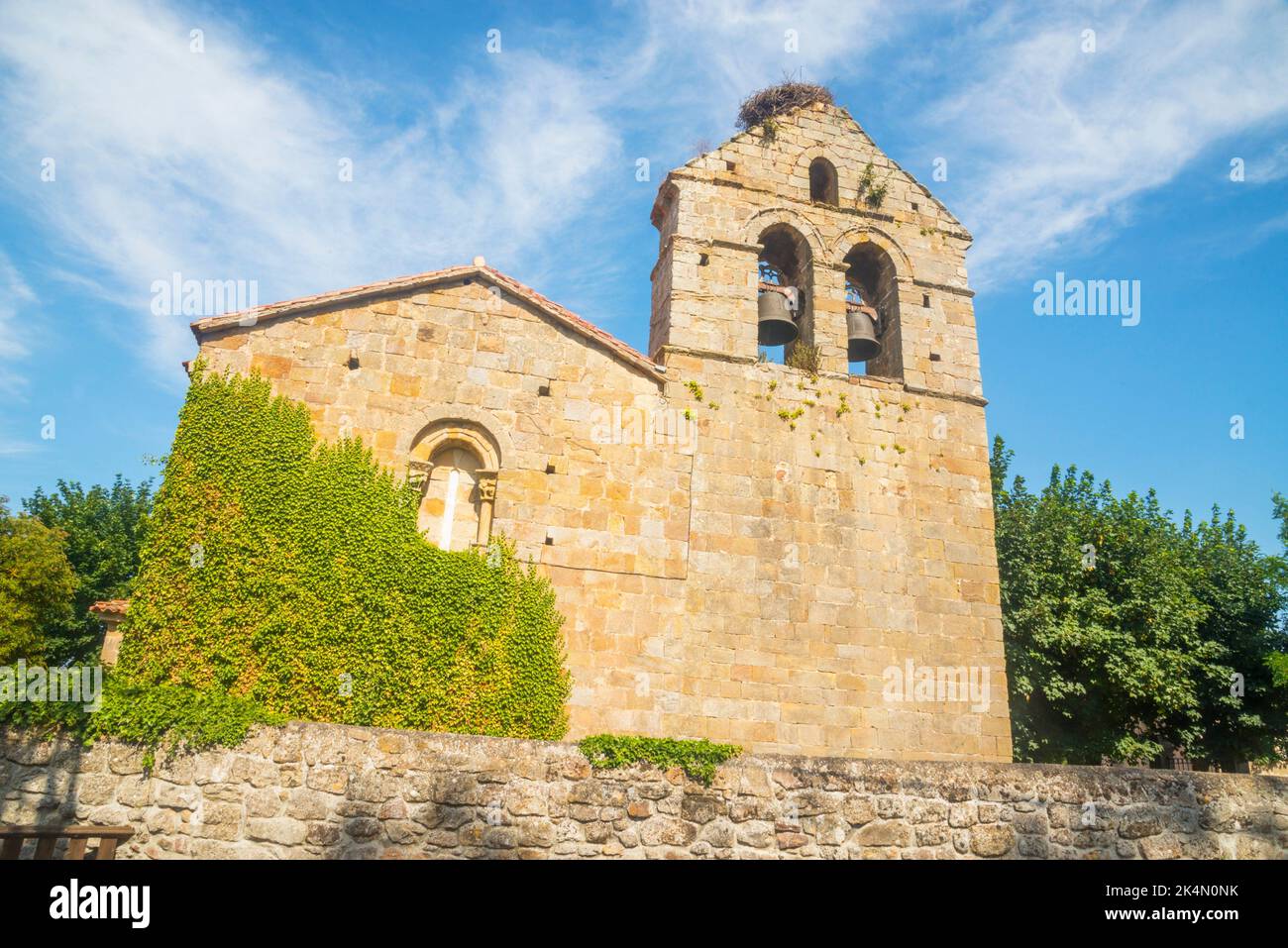 Facade of San Cipriano church. Bolmir, Cantabria, Spain. Stock Photo
